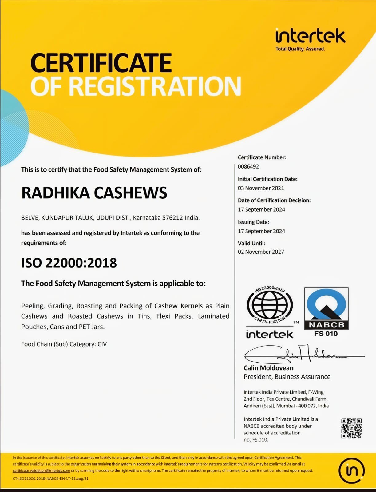 ISO Certificate